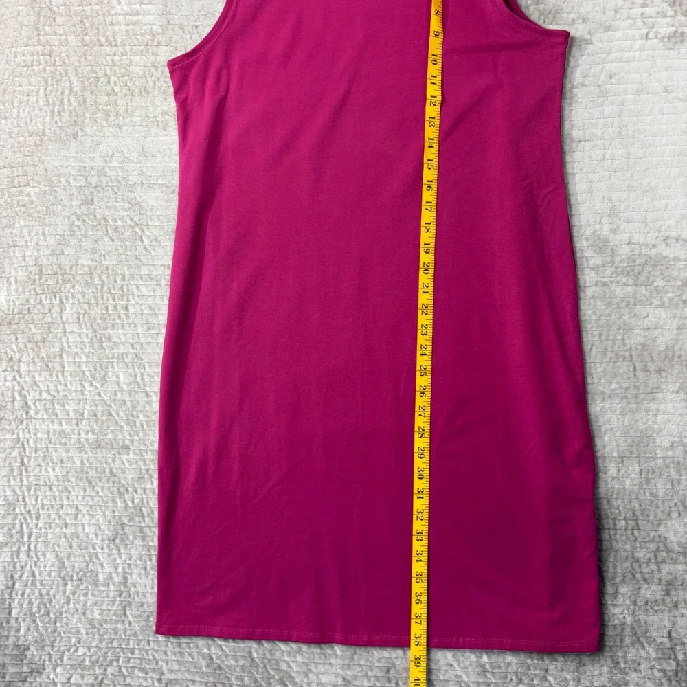 Eileen Fisher Magenta Pink Organic Cotton Sleeveless Shift Dress Medium M